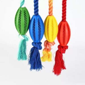 Dog Rope Tug Toy with Rubber Chew Ball