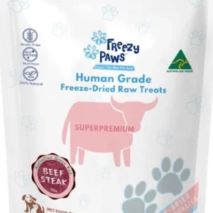 FREEZY PAWS BEEF STEAK RAW TREATS FOR CAT & DOG 70G