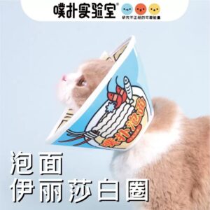 Funny Instant Noodle Elizabeth Collar for Cats 泡面伊丽莎白圈（猫咪防舔咬头套）