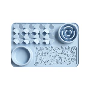 Interactive Multifunctional Lick Mat & Slow Feeder Tray – Ocean & Flower Design