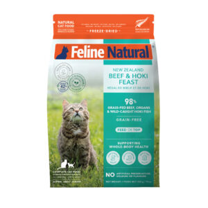 Feline Natural Beef & Hoki Freeze-Dried Cat Food 320g – Grain-Free Raw Diet for All Life Stages