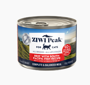 ZIWI Peak Beef & South Pacific Fish Wet Cat Food 185g x 12 Cans – Grain-Free High Protein