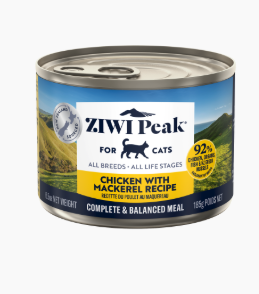 ZIWI Peak Chicken & Mackerel Wet Cat Food 185g x 12 Cans Grain-Free High Protein Cat Food